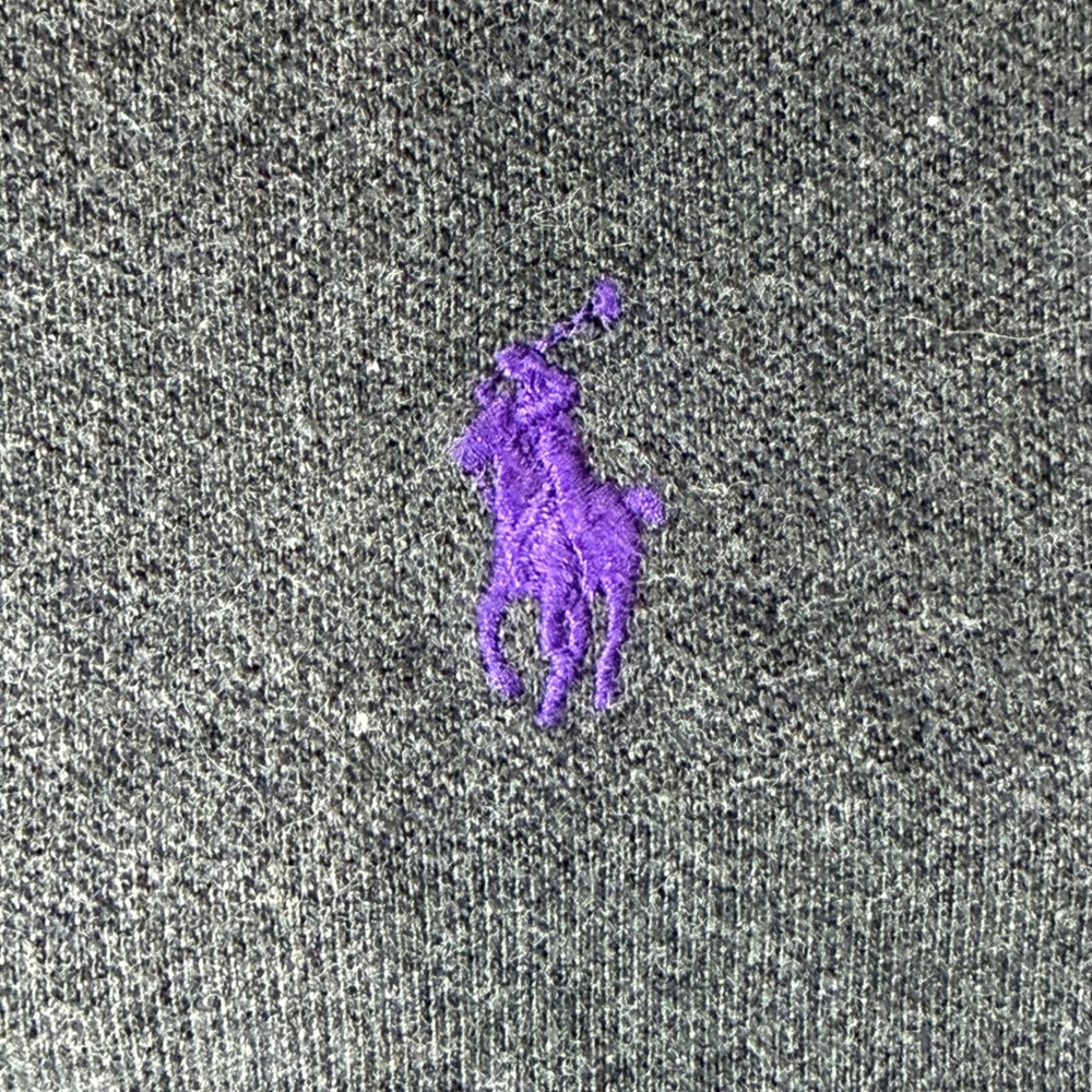 Polo Ralph Lauren Mens Classic Fit Polo Shirt Charcoal Gray Purple Pony Size M - Picture 3 of 7